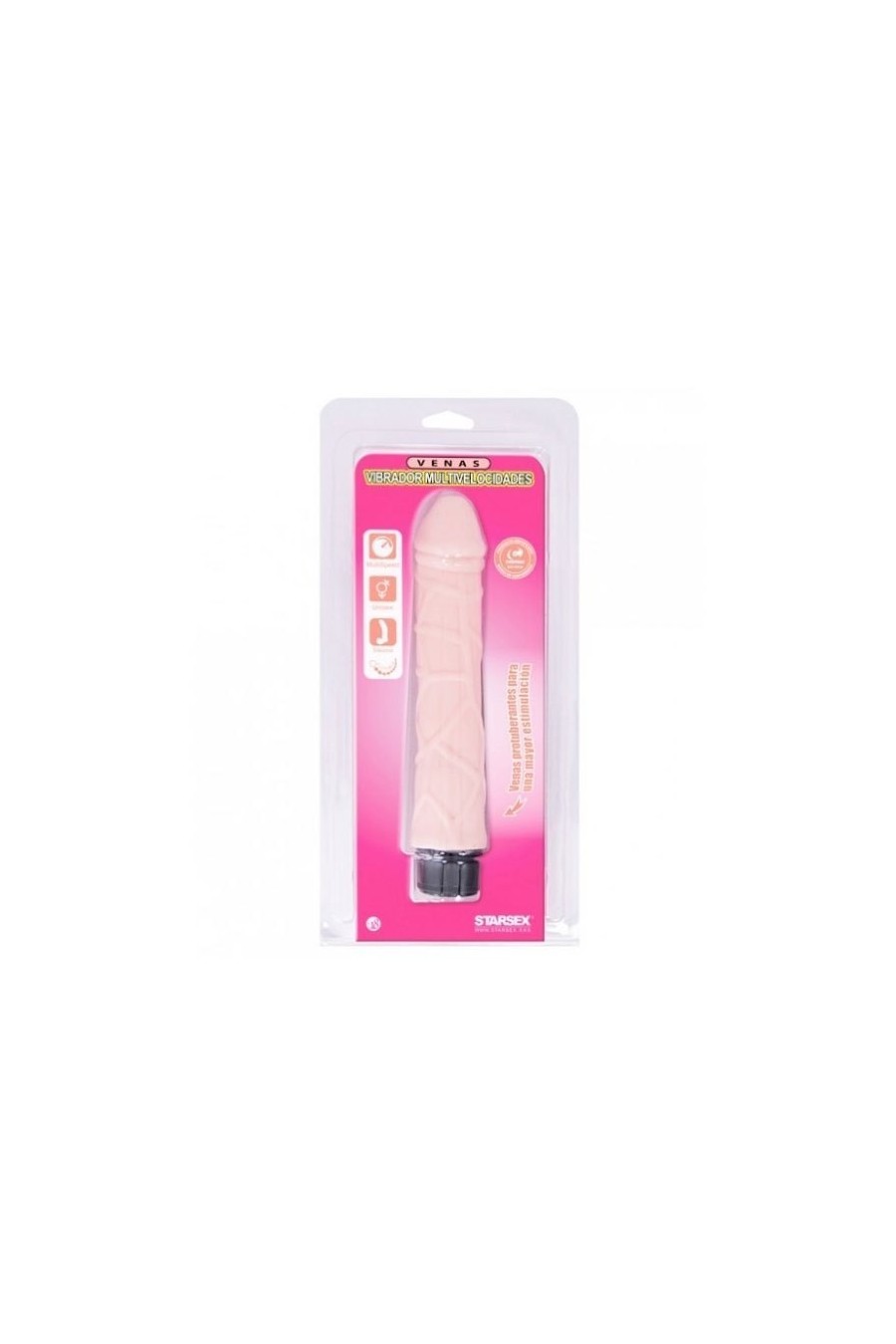 Vibrador Multivelocidades Starsex - Venas Claro 22 cm