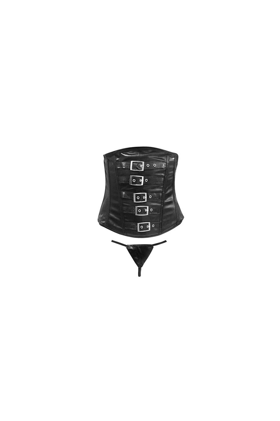 Corset Eco Cuero Negro Talla L
