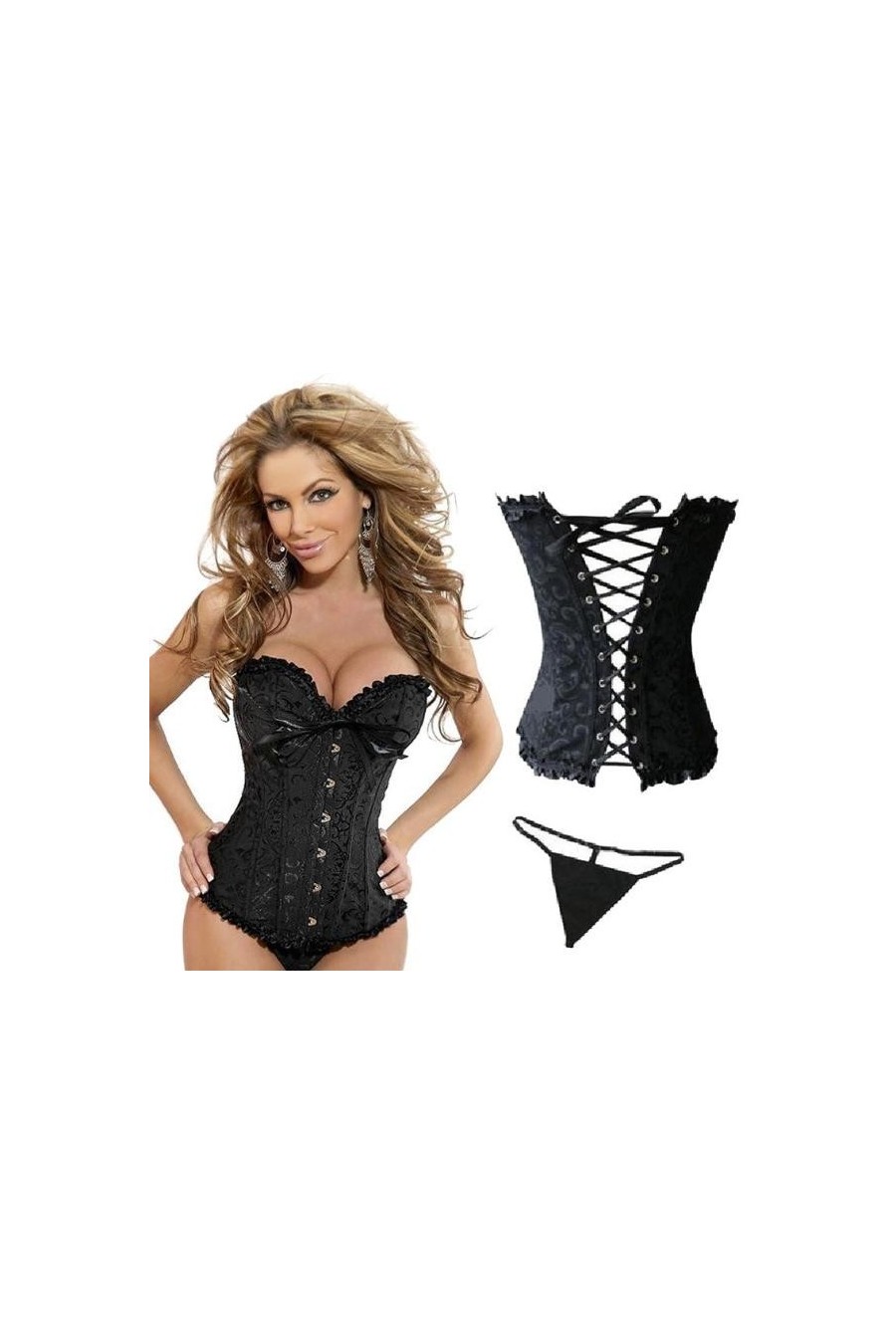 Sexy Corset Negro Ajustable