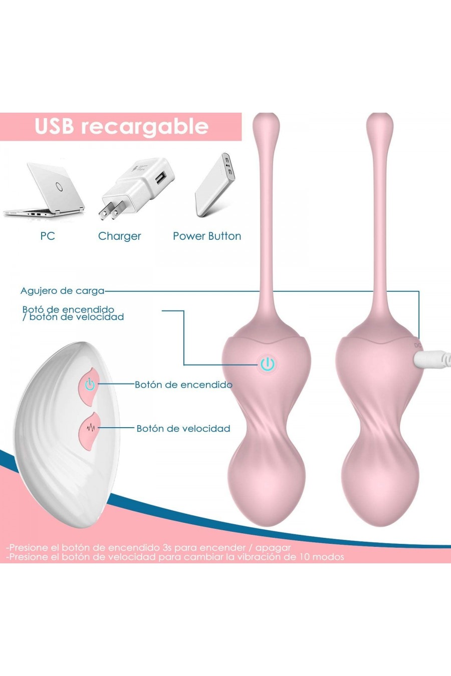 Kit Kegel con Bolas Chinas Vibradoras con Control Remoto