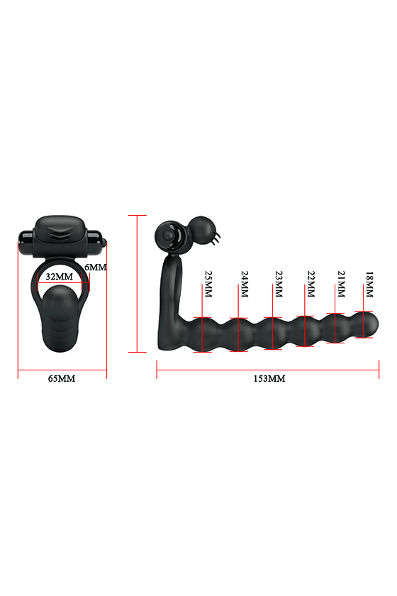 Anillo Vibrador con Vara para Doble Penetración - Hercules