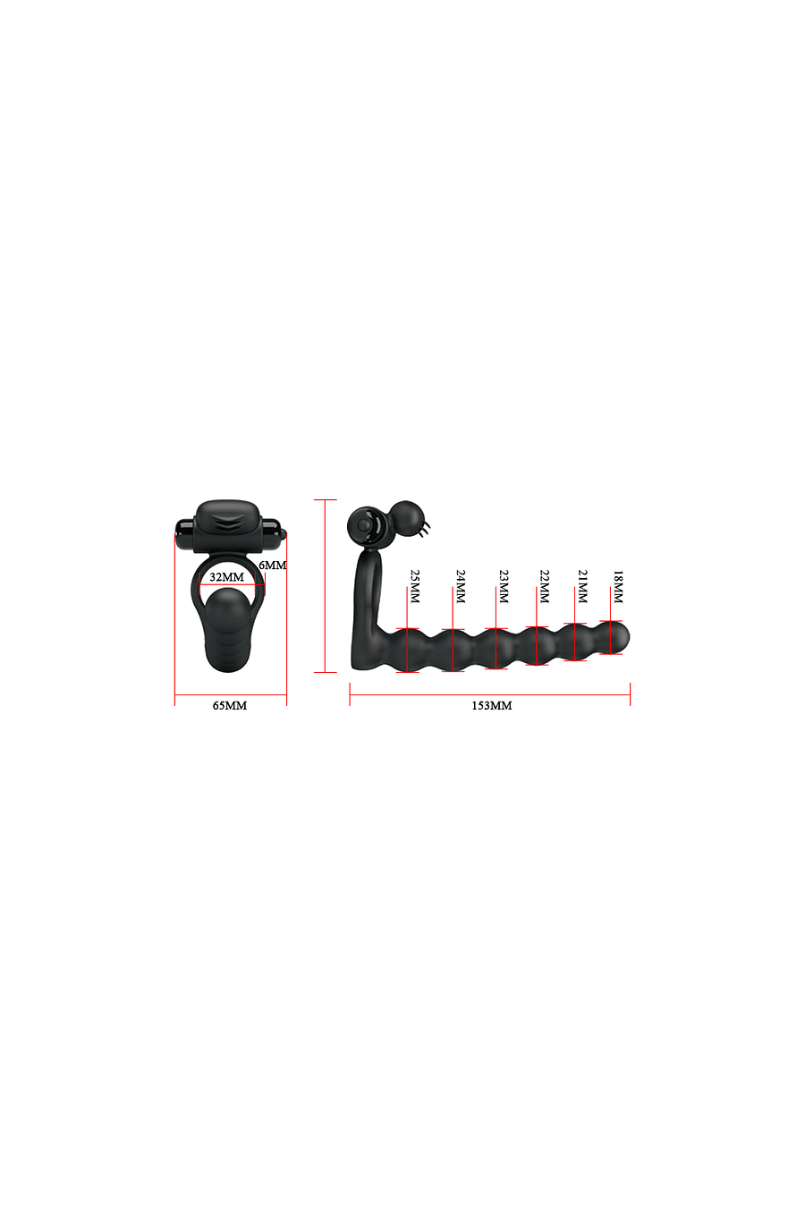 Anillo Vibrador con Vara para Doble Penetración - Hercules