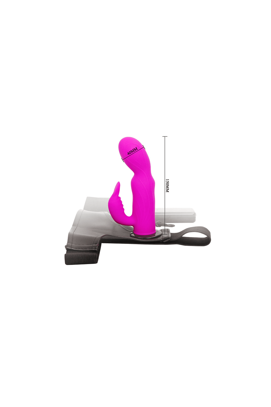 Arnés con consolador macizo y conejo vibrador - Ultra