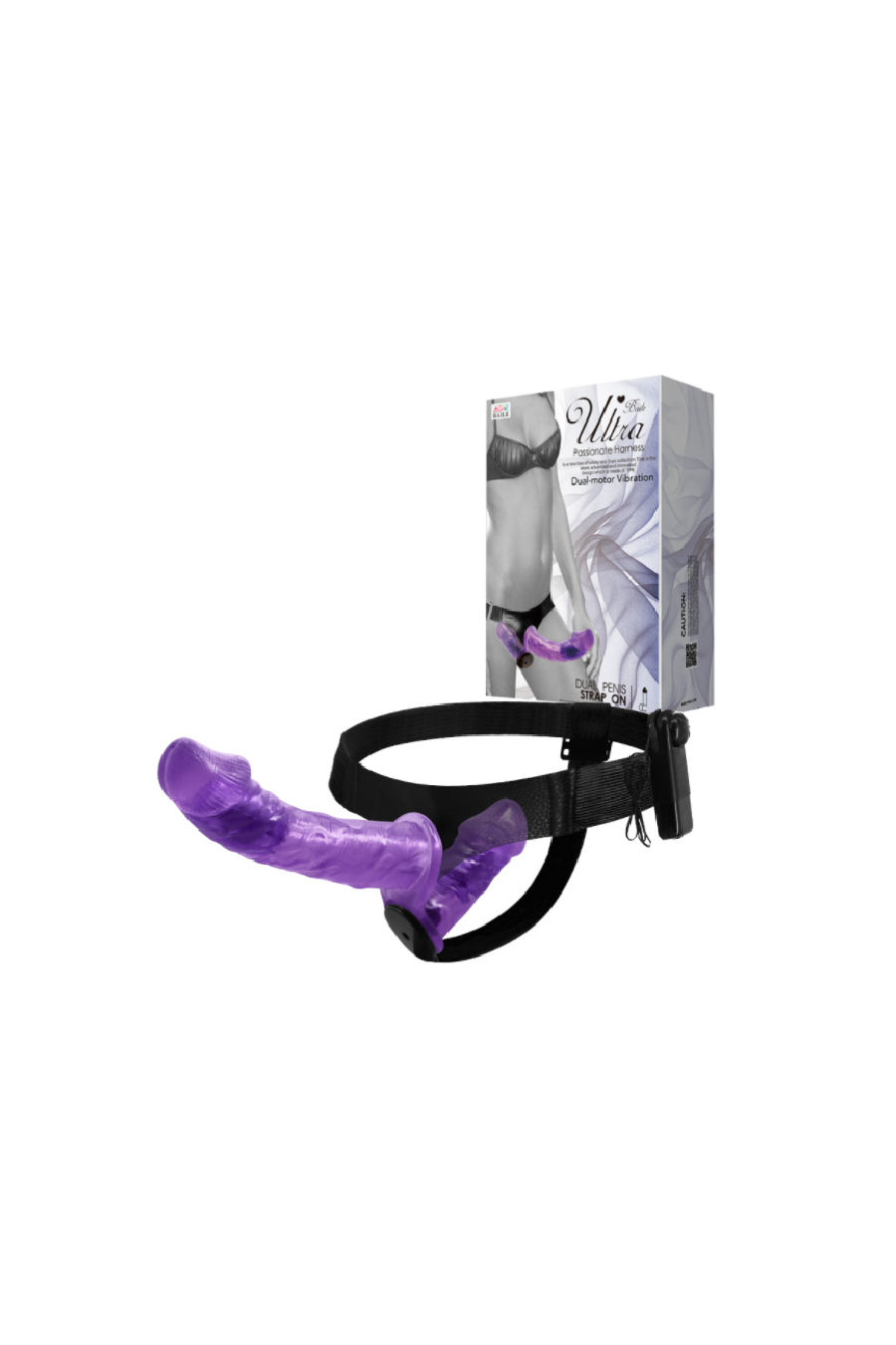 Arnés con Dildo Vibrador Doble Morado - Ultra