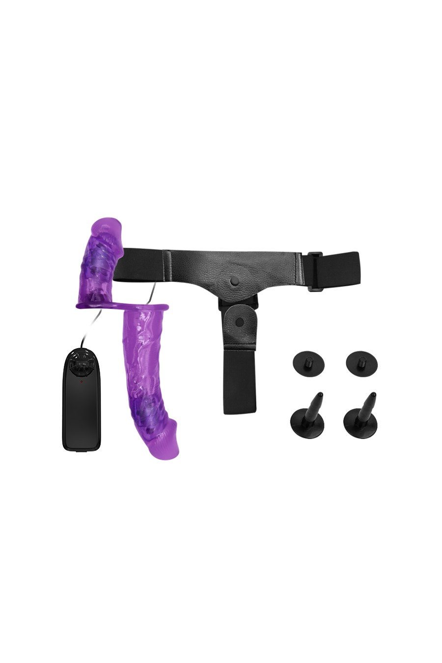 Arnés con Dildo Vibrador Doble Morado - Ultra