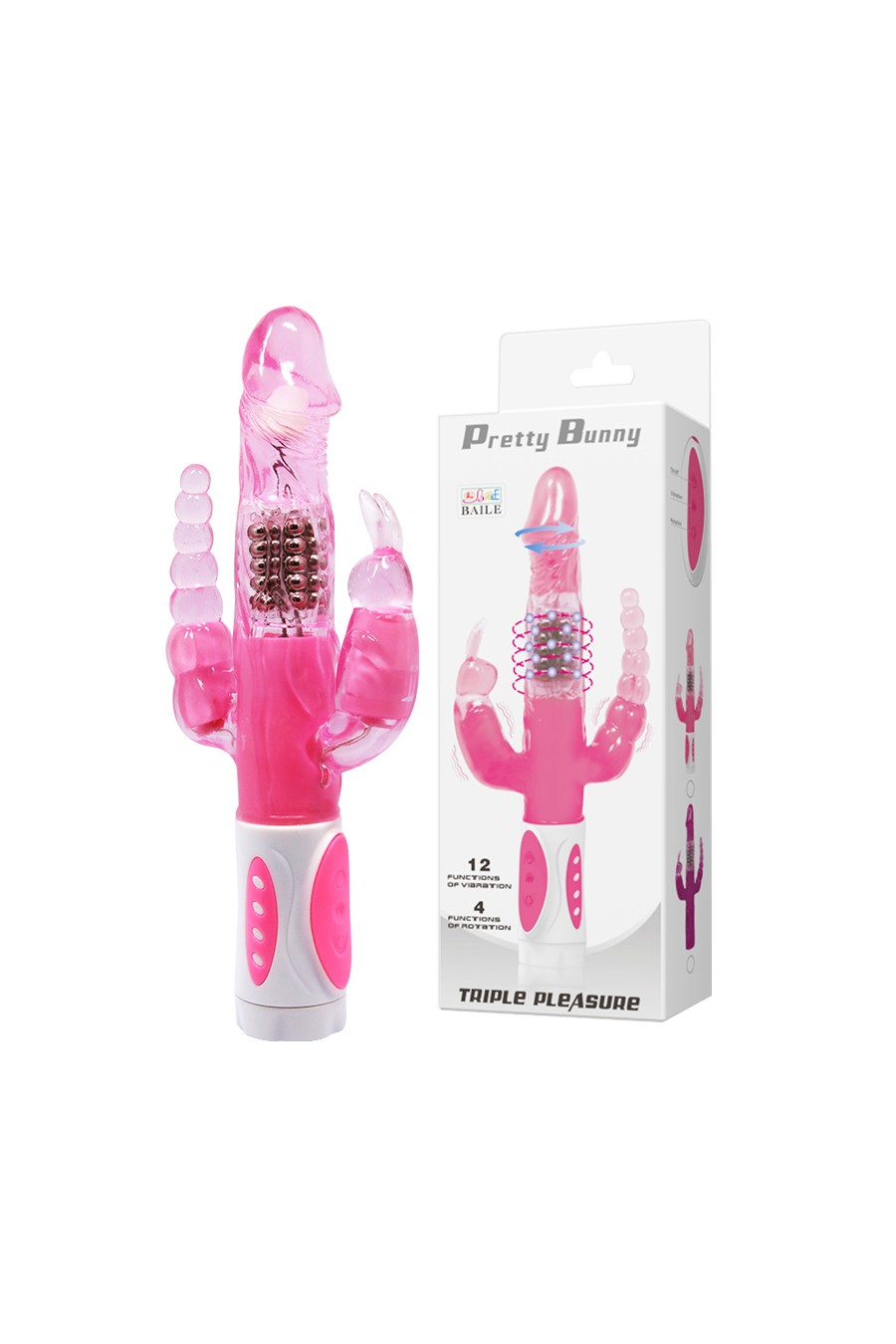 Vibrador y rotador triple estimulacion - Pretty Bunny