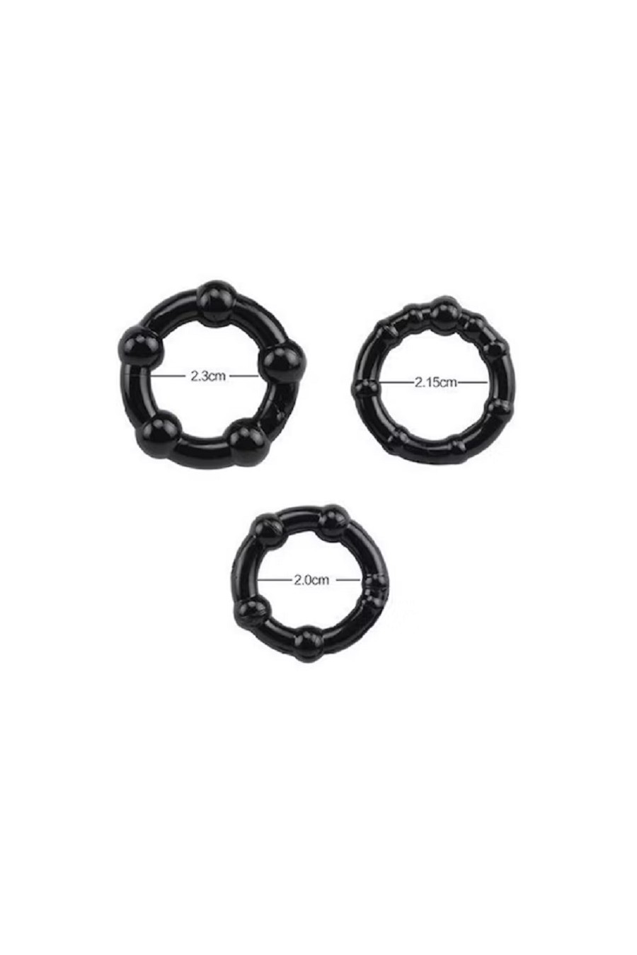 Set 3 Anillos Peneanos Negros Stay Hard - Perlas