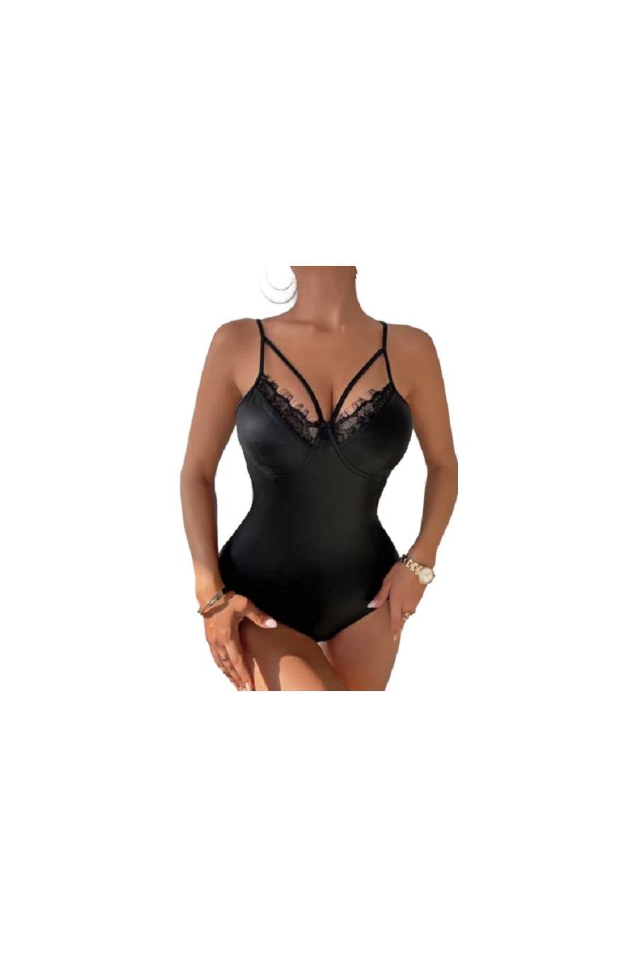 Body Simil Latex y Encaje