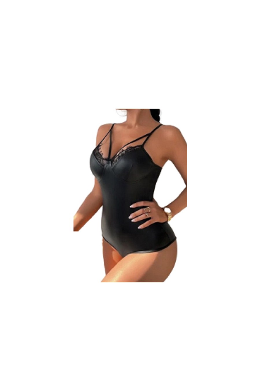 Body Simil Latex y Encaje