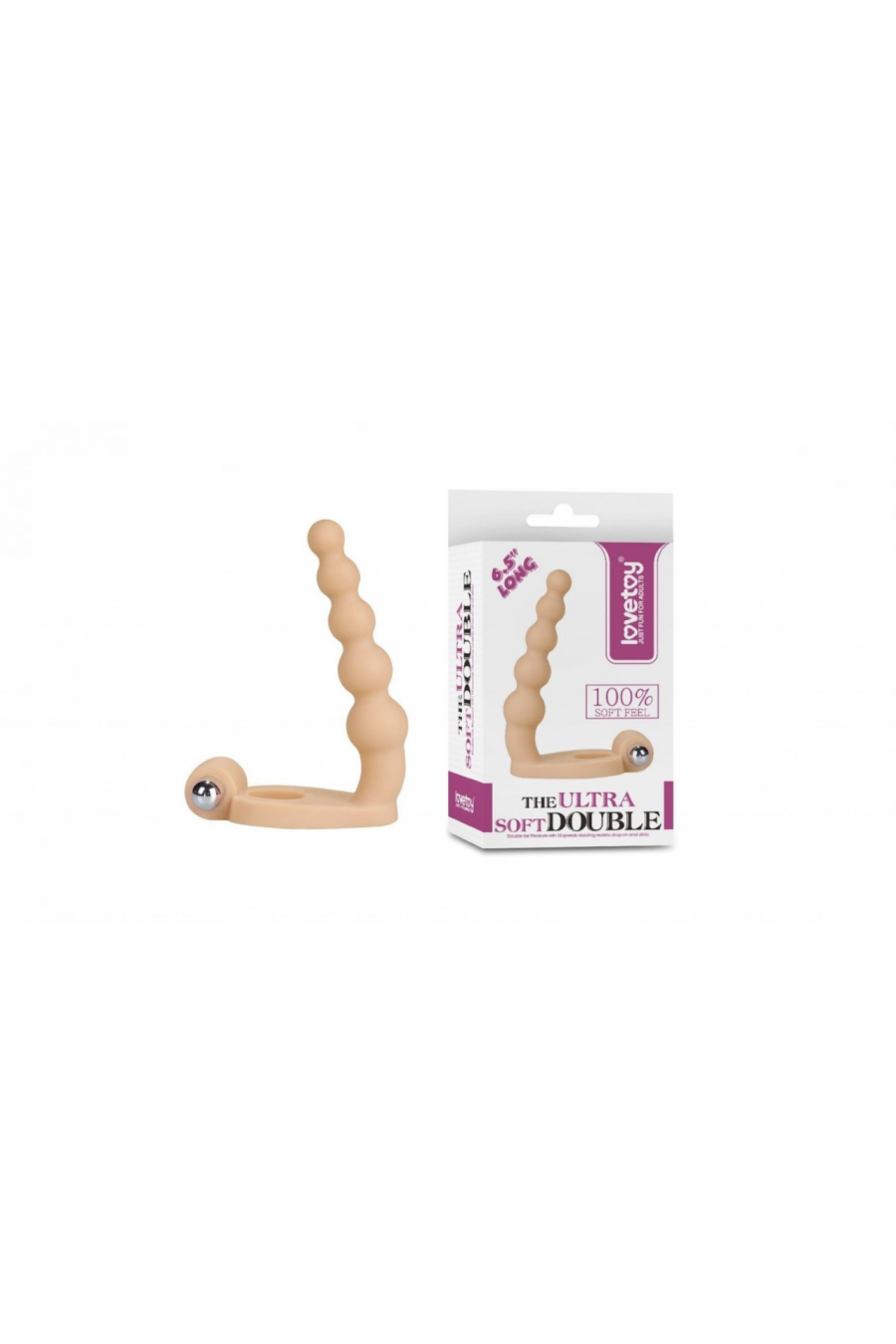 Anillo vibrador con dildo para doble penetración - The Ultra Soft Double 6.5"