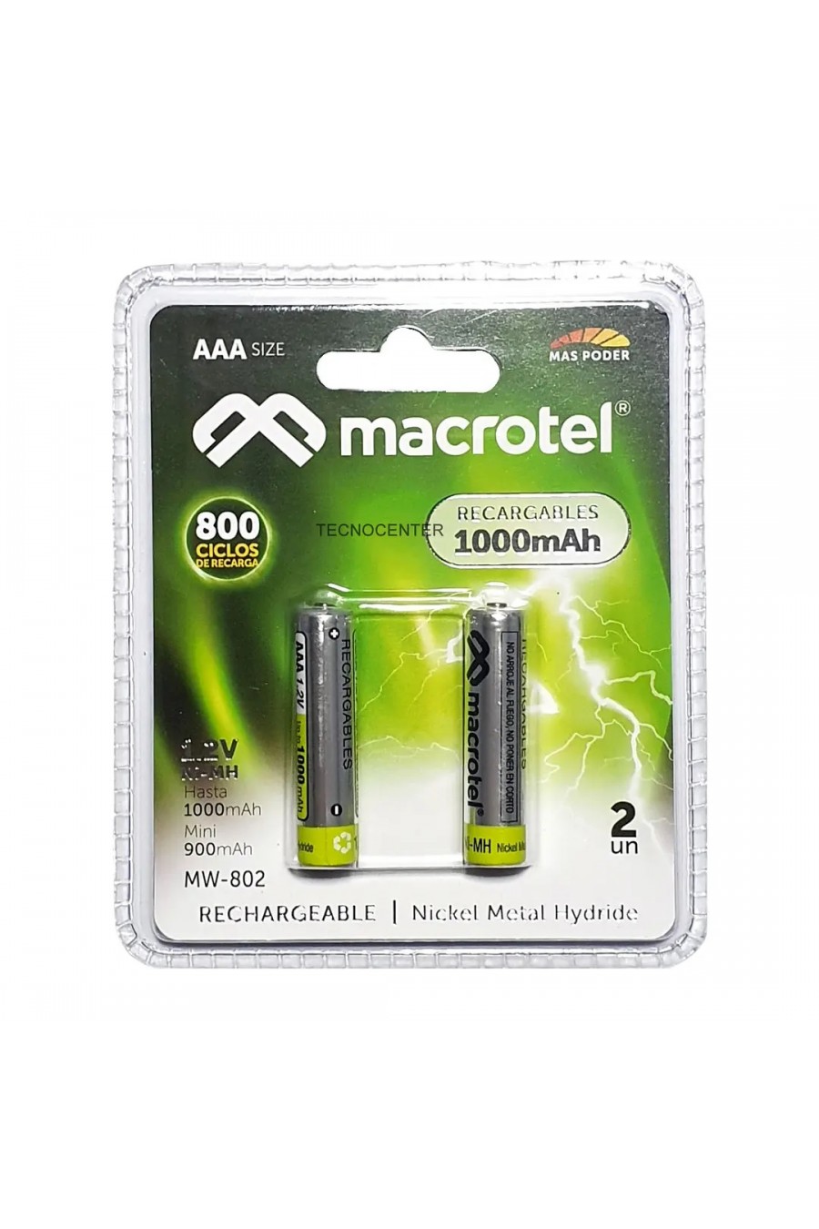 Pilas Recargables Macrotel AAA 2Uni