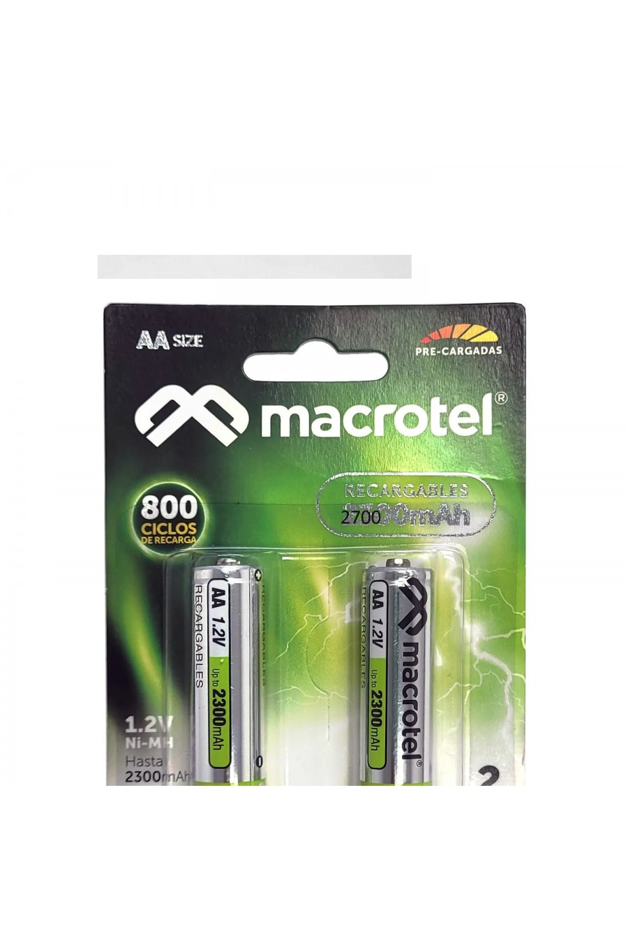 Pilas Recargables Macrotel AA 2 Unidades pack