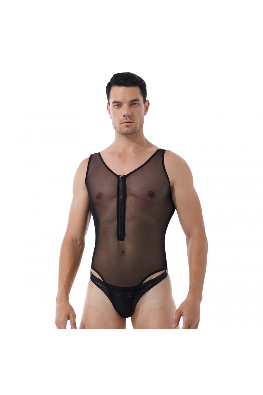 Body Masculino Transparente Negro