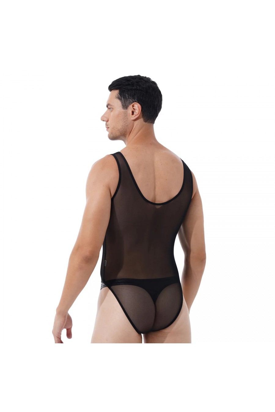 Body Masculino Transparente Negro