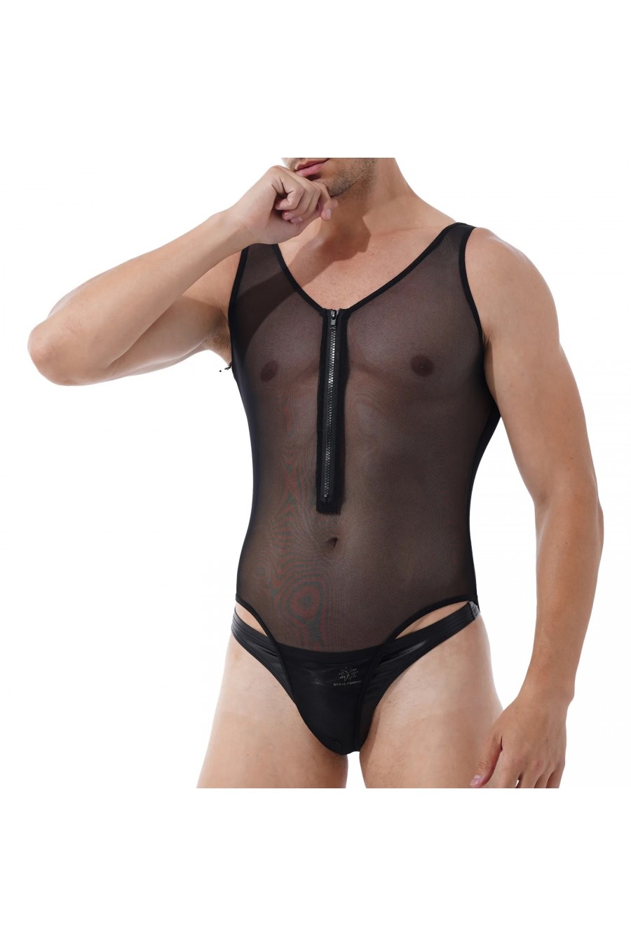 Body Masculino Transparente Negro