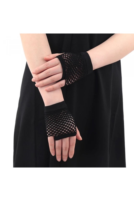 Guantes Negros Malla Cortos