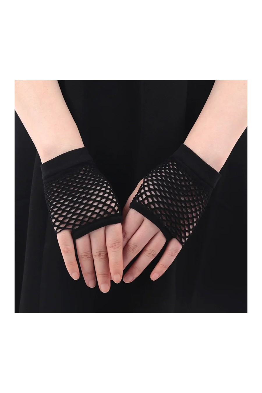 Guantes Negros Malla Cortos