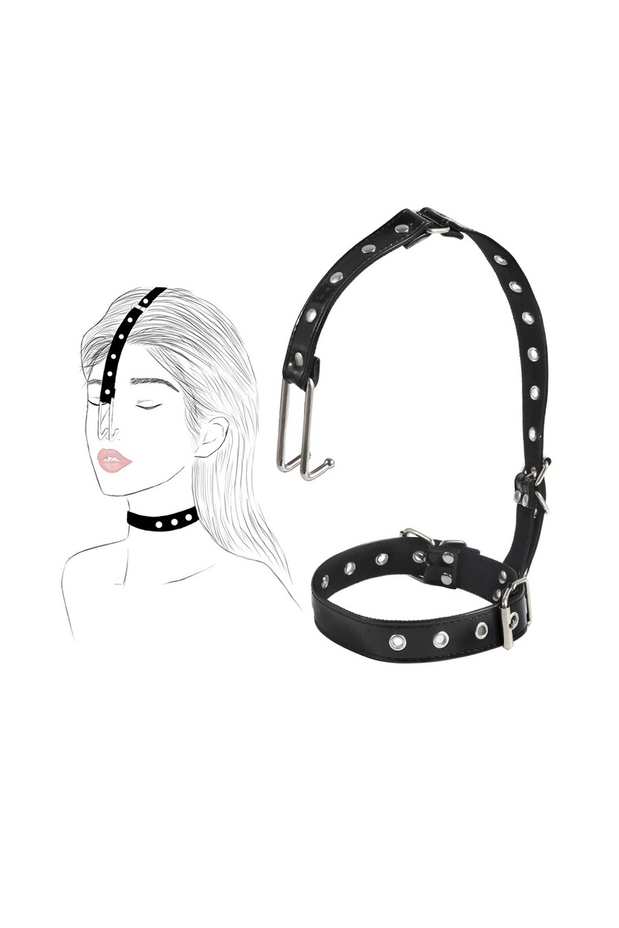 Collar Ecocuero Gancho Nazal BDSM