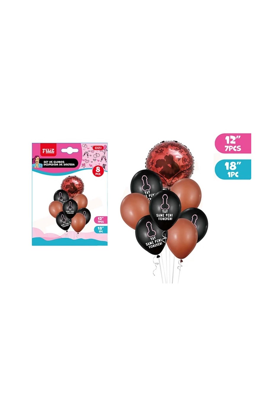 Set de globos despedida de soltera penes 8 pcs