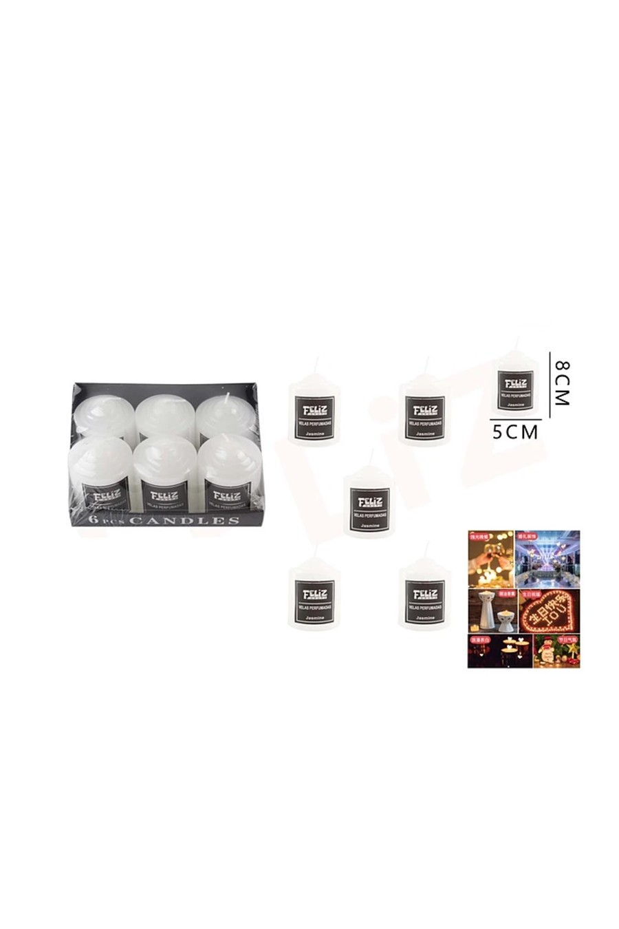 Velas Decorativa blanca 5*8cm Unidad