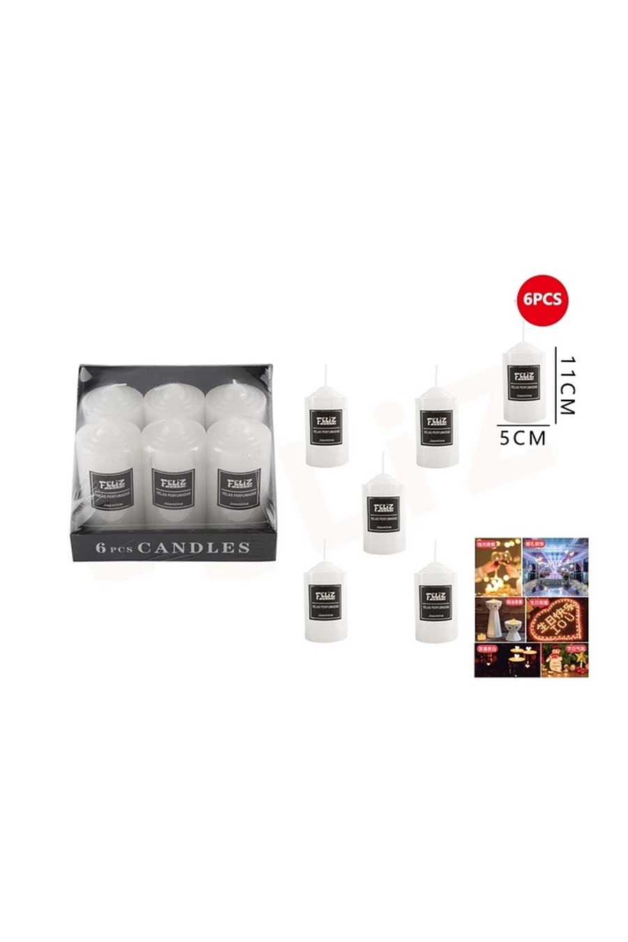 Velas Decorativa Blanco 5*11cm Unidad