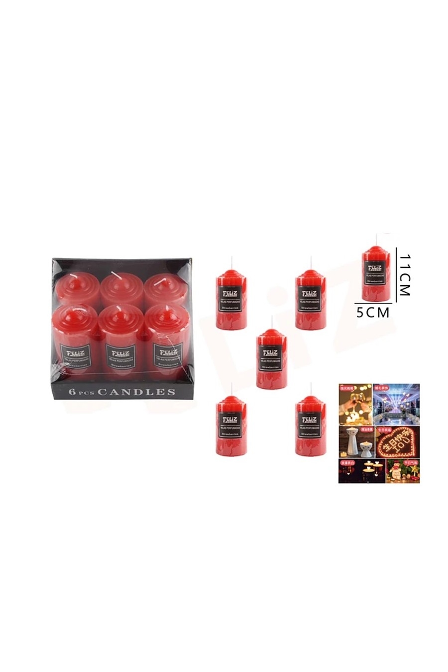 Velas Aroma Frutilla 5*11cm Unidad