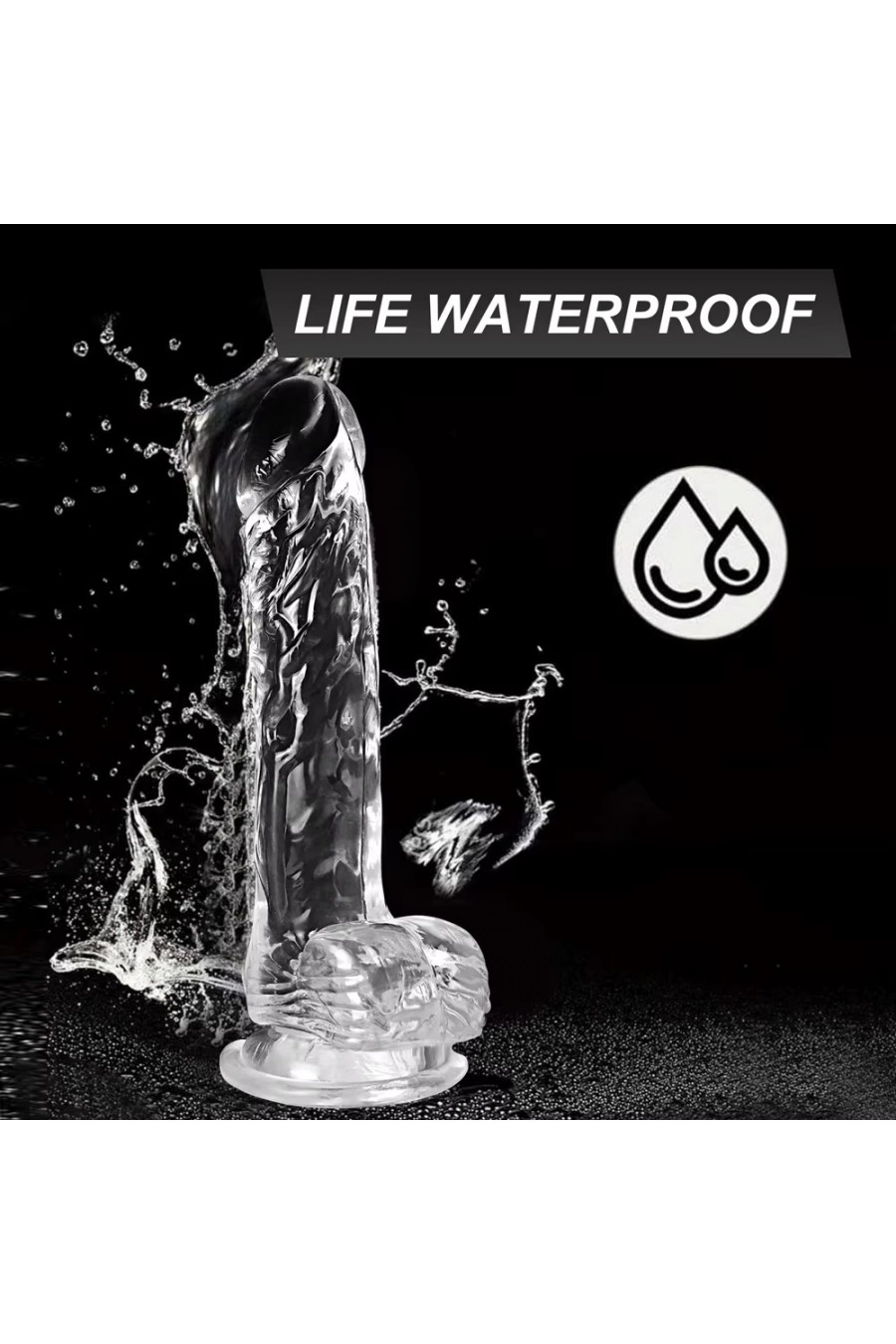 Consolador transparente 16 cms con Base