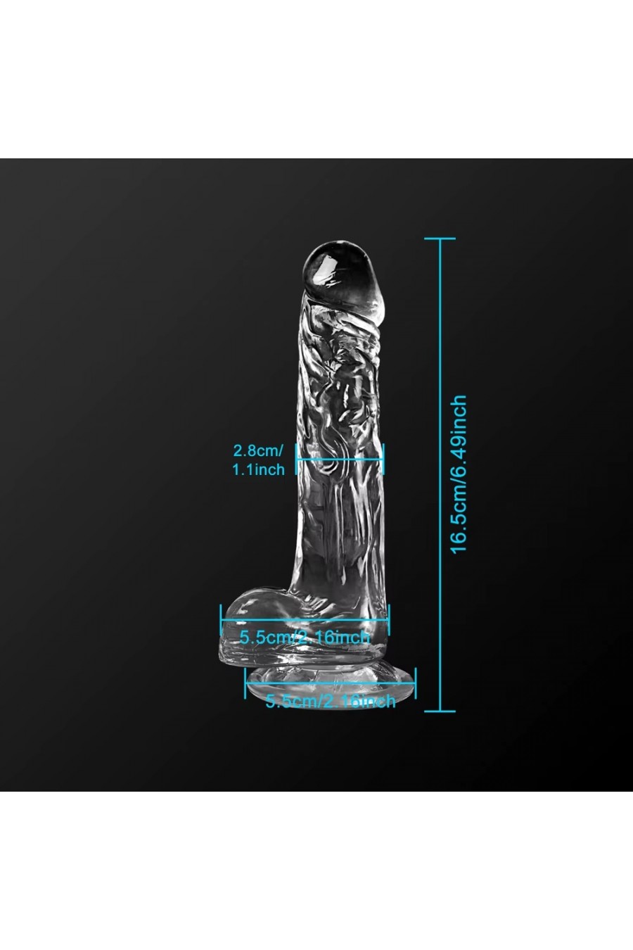 Consolador transparente 16 cms con Base