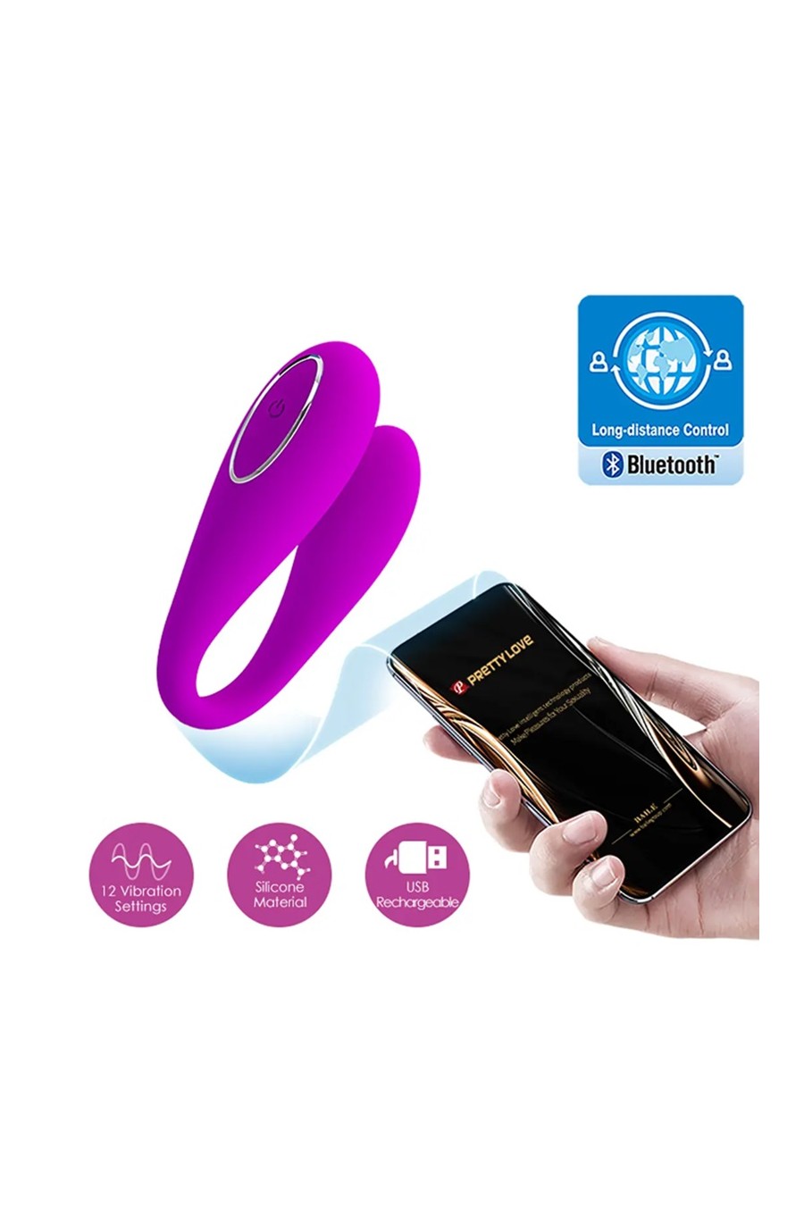 Vibrador recargable tipo U control bluetooth - August