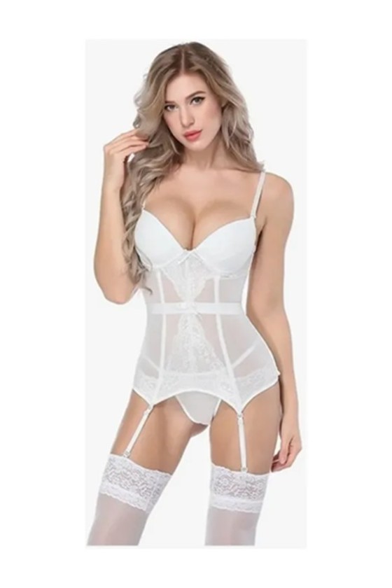 Conjunto Blanco con Liguero Rashel