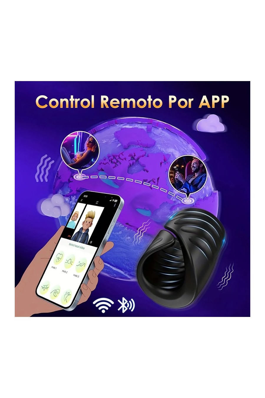 Masturbador APP Recargable Negro