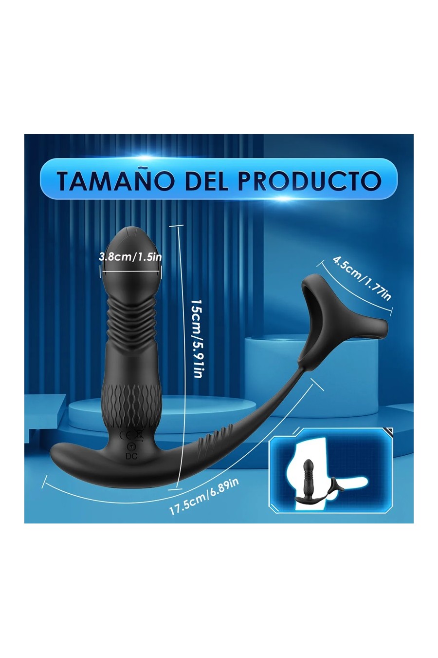 Vibrador Prostata De Plug Anal Telescopica Con Control