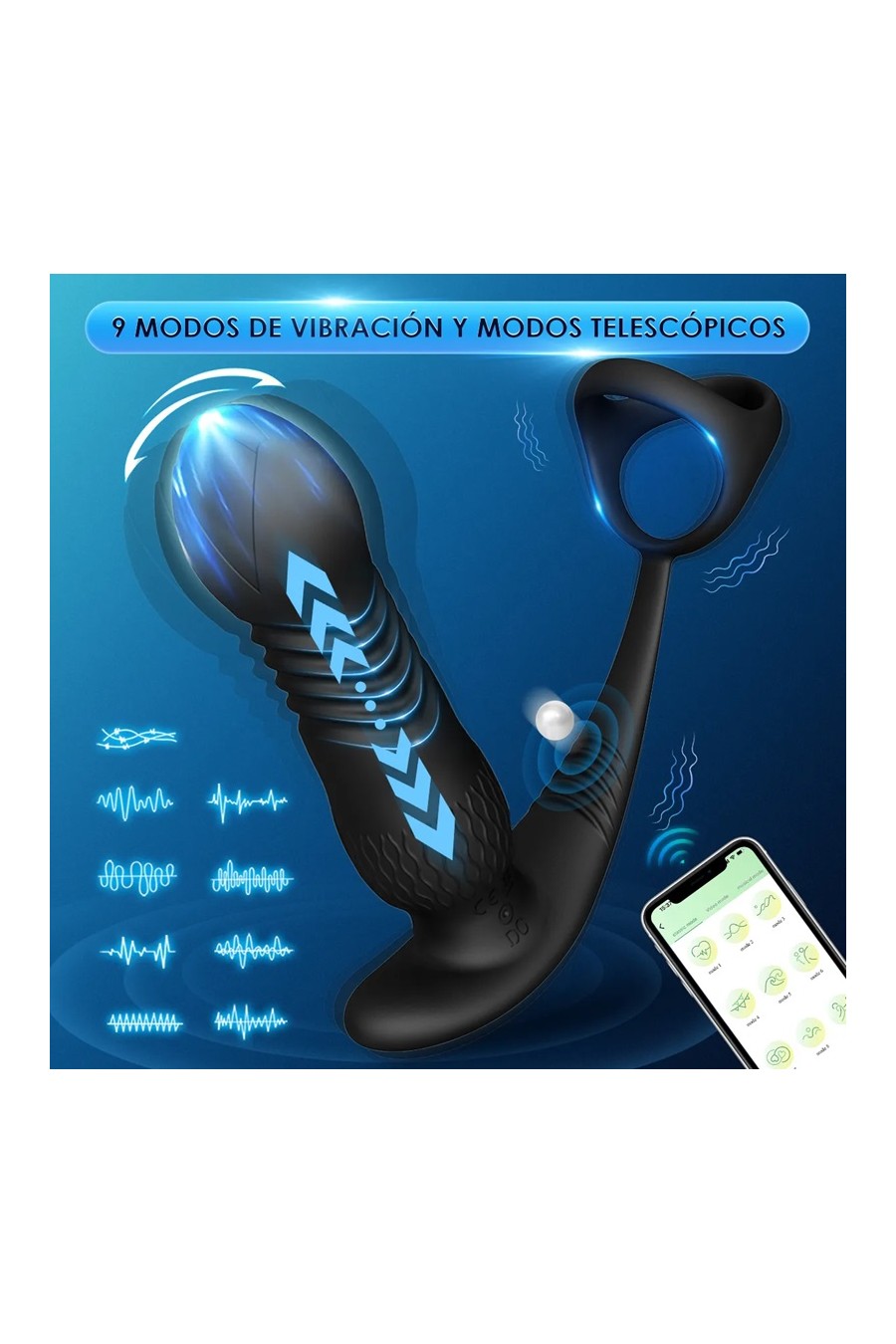 Vibrador Prostata De Plug Anal Telescopica Con Control
