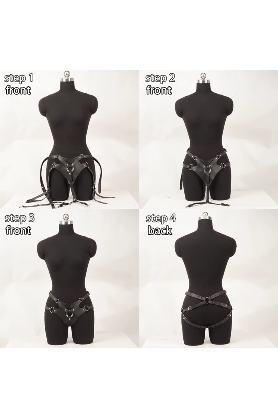 Arnes Strapon Negro Ecocuero con ajuste Piernas