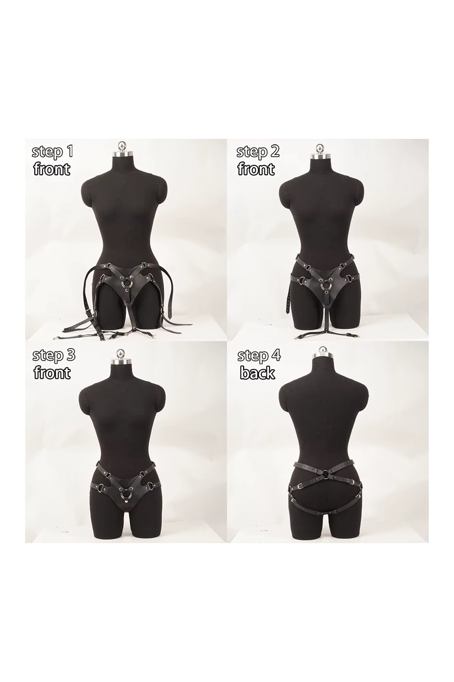 Arnes Strapon Negro Ecocuero con ajuste Piernas