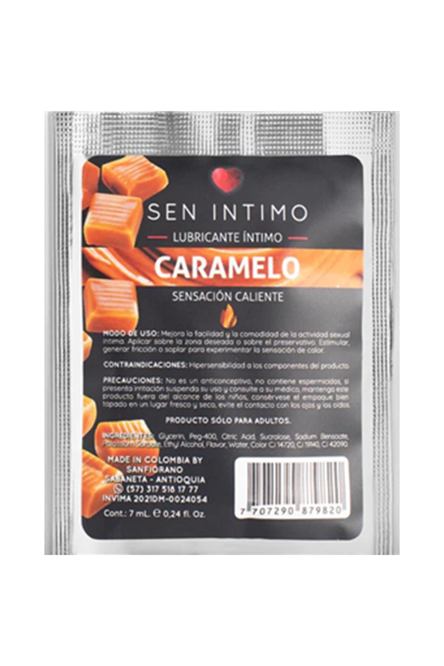 Lubricante Sabor Caramelo – Efecto Calor Sen Intimo Sachet