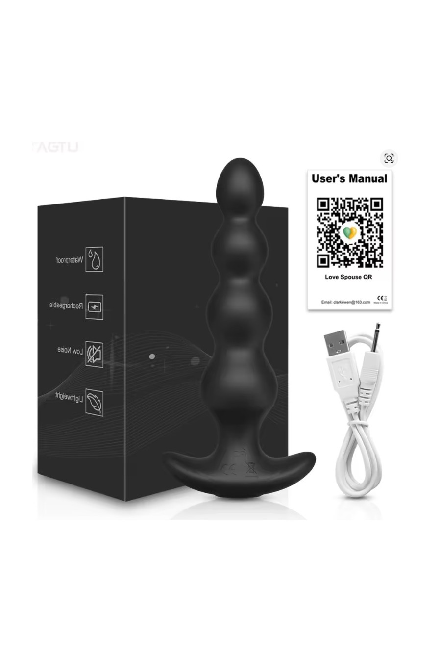 Plug Anal APP Recargable negro LoveSpouse
