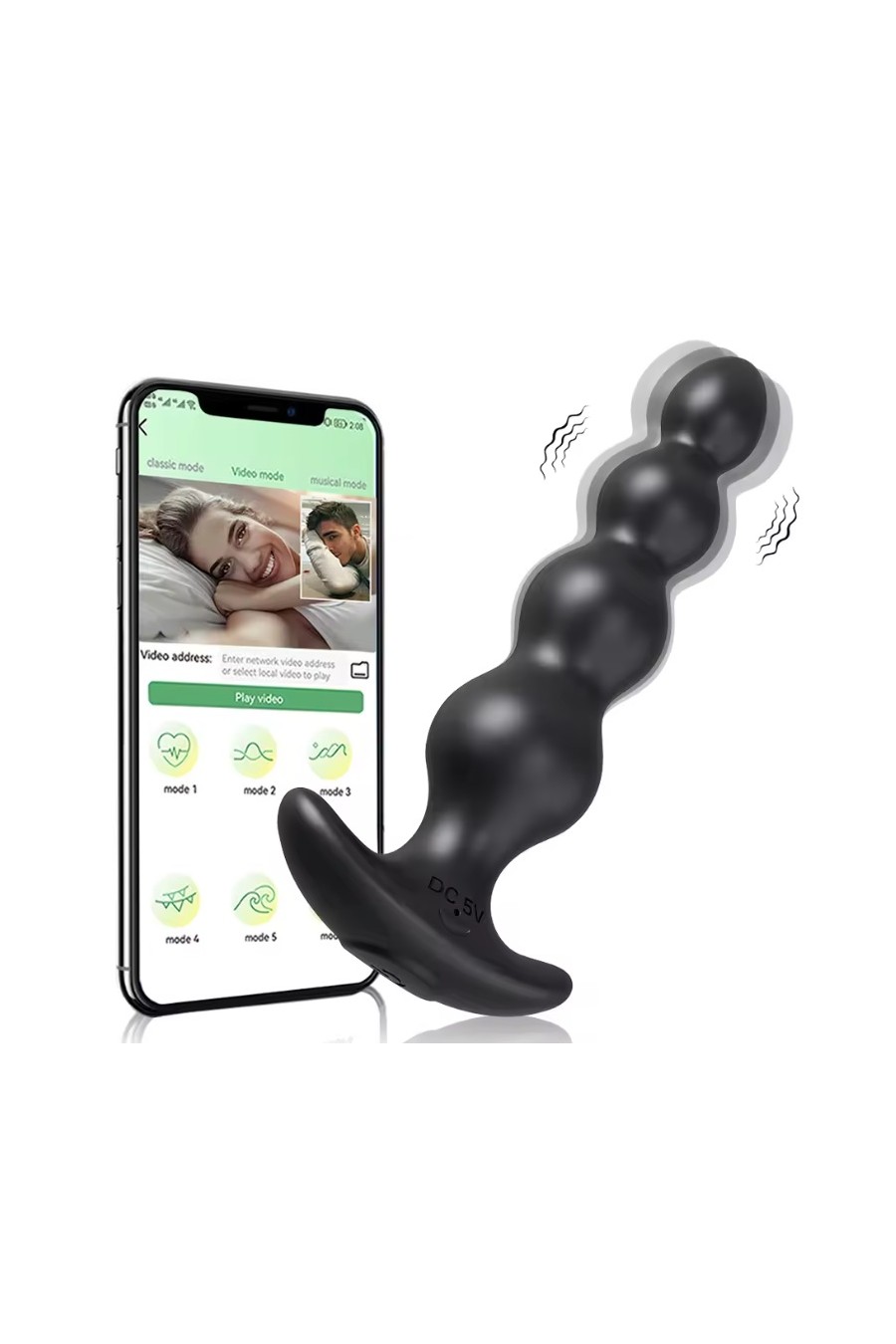 Plug Anal APP Recargable negro LoveSpouse